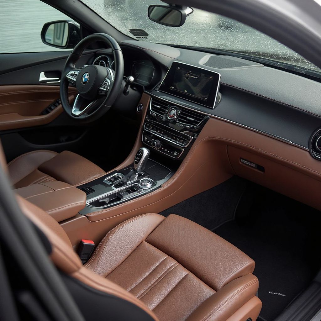 Detailní čištění interiéru luxusního automobilu